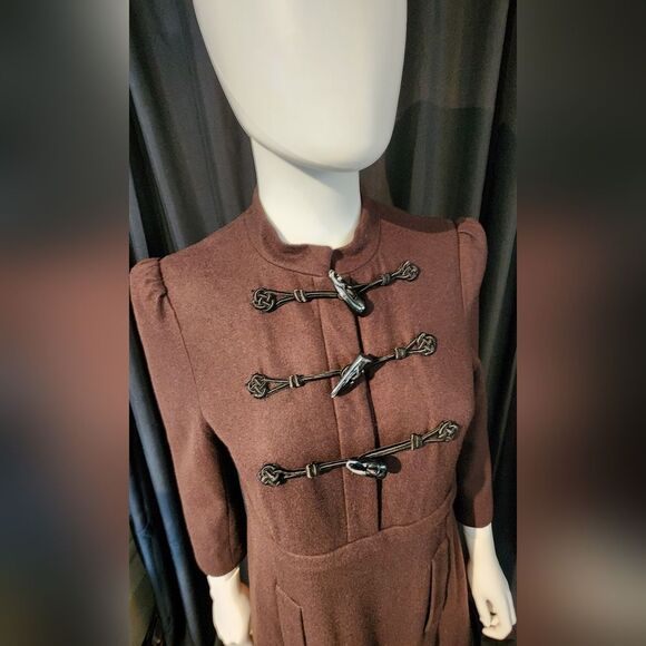 Marc Jacob's Vintage Brown wool Toggle Dress Coat with Standing collar - Picture 7 of 16